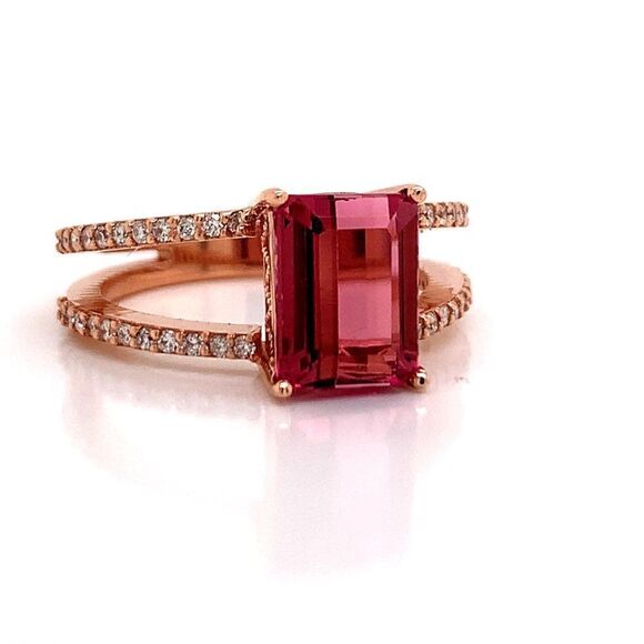 Natural Tourmaline Diamond Ring 14k RG 2.2 TCW Certified $4,950 112165 - Picture 4 of 17